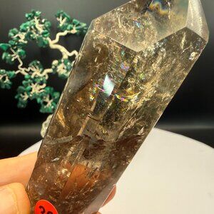 Smokey Quartz Point Tower 3.58” Tall Genuine Brazil Crystal Natural Rainbows 39